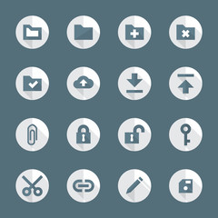 vector flat design round various file actions icons set