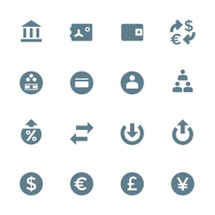 vector silhouette various financial banking icons set
