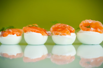 boiled eggs with salt red fish