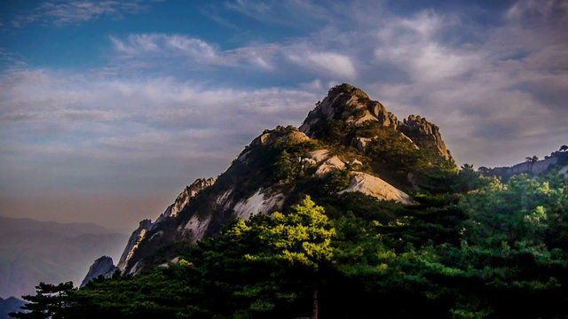 The famous pines and floating clouds in Yellow mountain, Anhui Province, China

