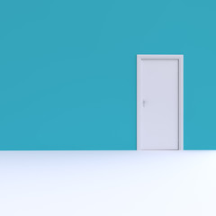Door in colored wall. 3d illustration.