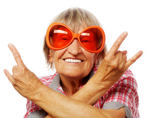 Senior woman wearing big sunglasses
