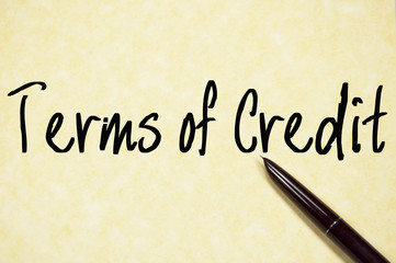 terms of credit text write on paper
