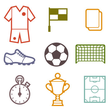 Set of sports soccer football symbols.