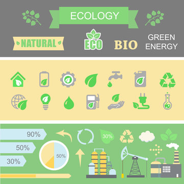 Green energy and ecology Infographic set  elements.