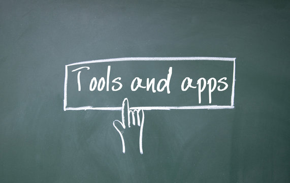 finger click tools and apps text on blackboard