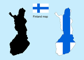 Finland map vector, Finland flag vector