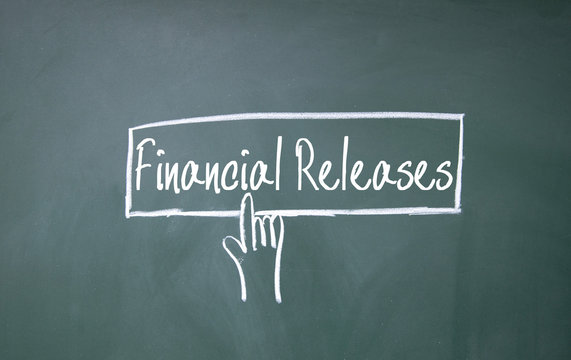 finger click financial releases symbol on blackboard