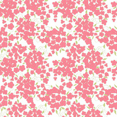 little flowers and  leaves seamless pattern