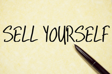 sell yourself text write on paper