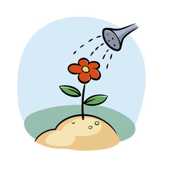 Watering flower