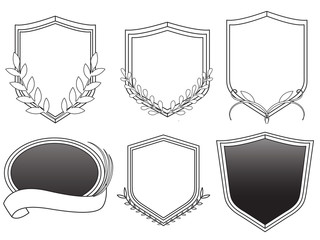 Black and white badges