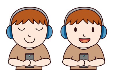 Man listen music with headset