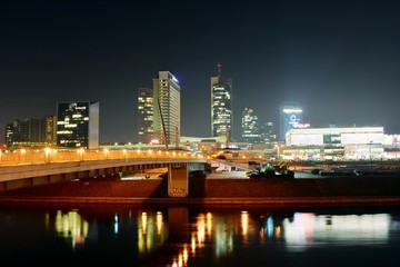 Vilnius Winter Skyscrapers Evening Time Panorama