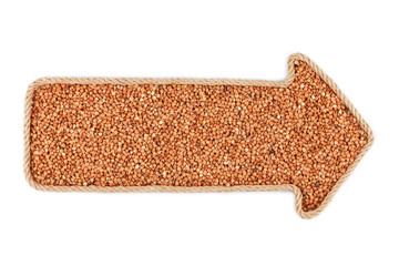 Arrow made of rope with buckwheat