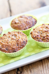 muffin in green silicon baking mould