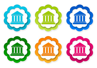 Set of colorful stickers icons with legal symbol