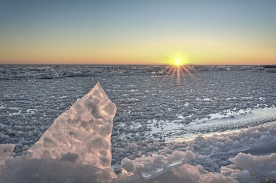 Lake Erie Sunrise In Winter