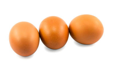 three eggs isolated on white background