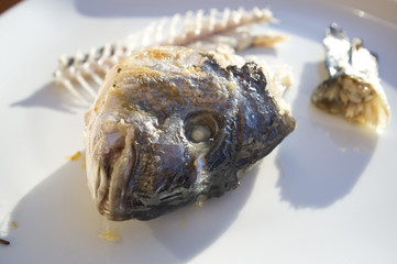 head of trout cooked