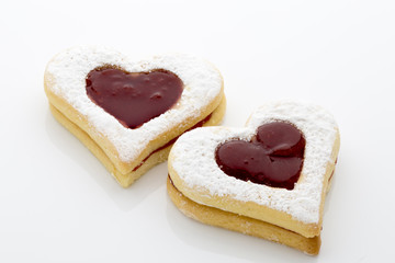 Cookies on  the heart shape isolated on the white background.