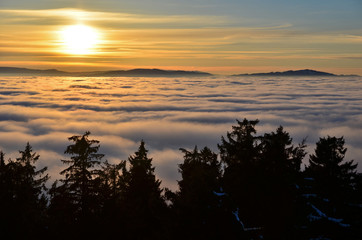 sunset in the inversion