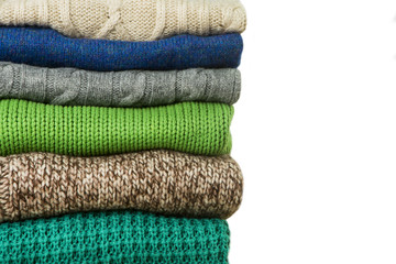 Pile knitted things. background texture
