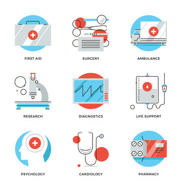 Medical services line icons set