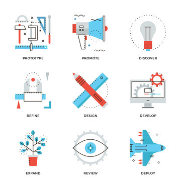 Product design services line icons set