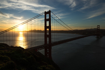 Fototapeta na wymiar San Francisco Golden Gate Bridge sunrise morning