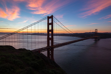 Fototapeta na wymiar San Francisco Golden Gate Bridge sunrise morning
