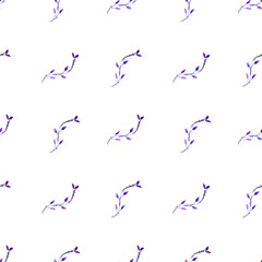 Seamless watercolor background with blue branches