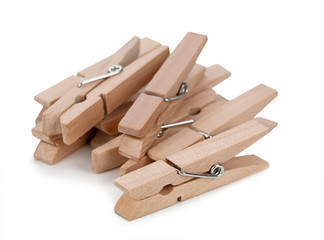 wooden clothespin on a white background