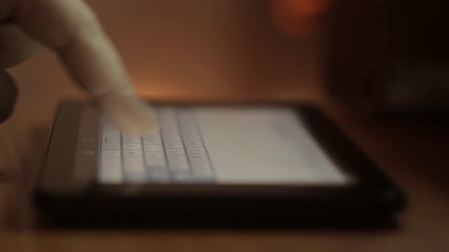 Human finger typing on virtual keyboard