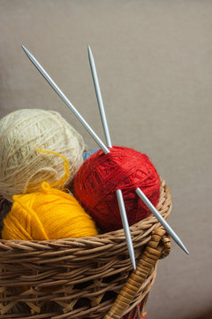 Balls with thread for knitting