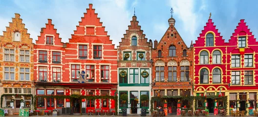 Photo sur Plexiglas Brugges Place Grote Markt de Noël de Bruges, Belgique.