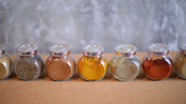 Indian spices in jars on the table
