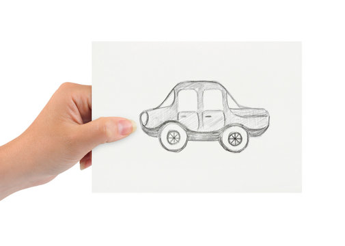 Hand with drawing car