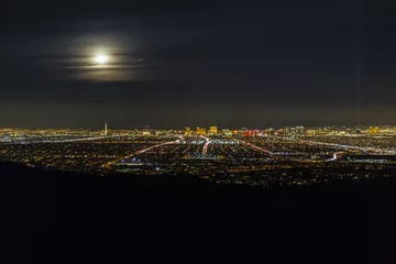 Fotobehang De Horizon van de Volle Maan van Las Vegas © trekandphoto