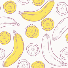 Outline stylized seamless pattern with banana - 78227357