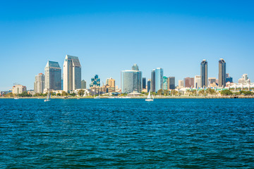 The San Diego skyline seen from Centennial Park, in Coronado, Ca