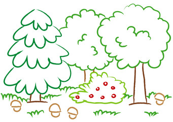 drawing children with forest © maria treter