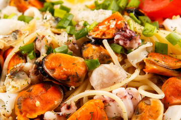 Noodles with seafood