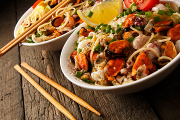 Noodles with seafood