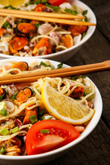 Noodles with seafood