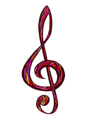 Colorful music background, treble clef