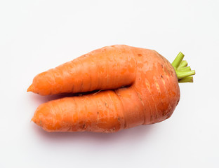 Fresh special carrots on a white background