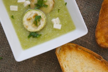 Vegetarian soup with zucchini