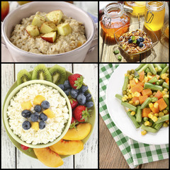 Healthy dishes in collage