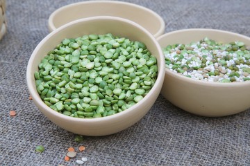 Dried green peas.
